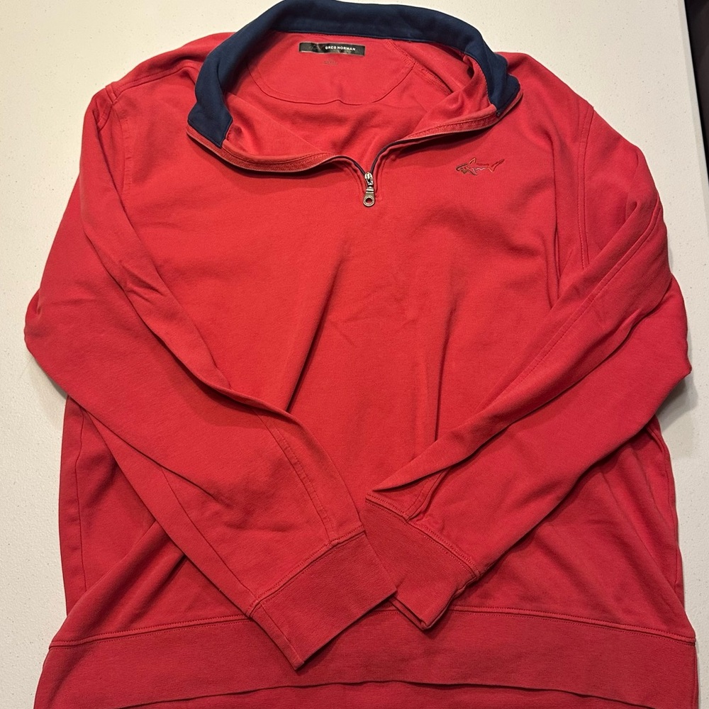 Greg Norman Collection Red and Black 1/4 Zip Golf Performance Pullover